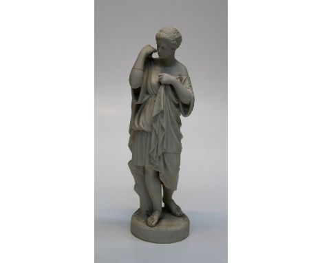 A Copeland ceramic and crystal Palace Art Union parian figure of a young woman in classical robes. Impressed Malempres Reduct