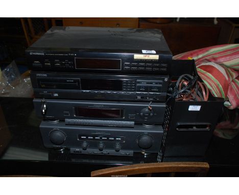 A Philips Music centre including 900 series FA-930 amp, FV930 equalizer, Philips CD 618 compact disc player and a Pioneer AF/