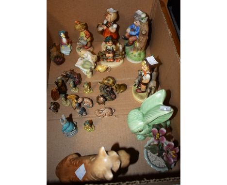 Ceramics - a Goebel figure Wayside Harmony, another Little Gardener etc;  Wade Whimseys. Sylvac terrier etc qty