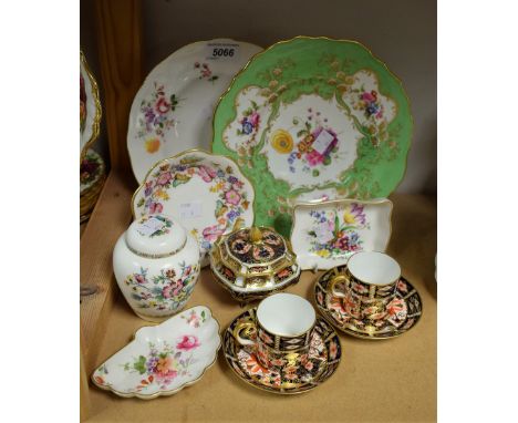 Ceramics - a pair of Royal Crown Derby 2451 pattern coffee cans and saucers; another, 1128 four footed trinket box with cover