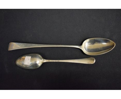 A large George III silver serving spoon, London 1802; another smaller 162g (2)