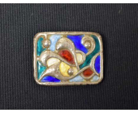 Oystein Balle  - a Norwegian modernist abstract design 925 sterling silver and enamel brooch, three dimensional waves and mul