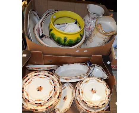 Ceramics - an Edwardian part Staffordshire dinner service comprising dinner plates, side plates, vegetable dishes, tureens, s