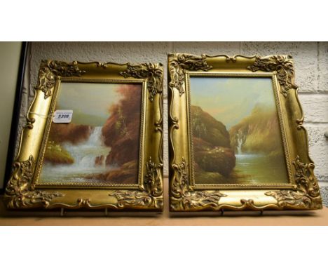 R. Gilrone - a pairWaterfall Valleysoil on board, signed 75cm  x 95cm (2)