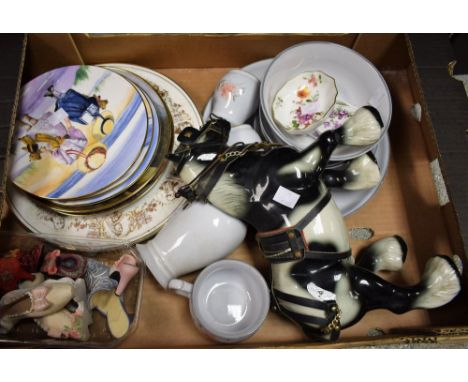 A box of miscellaneous, shire horse, Royal Worcester; etc.