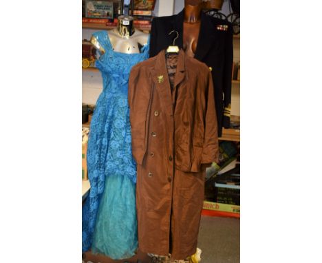 Vintage Costume - a 1950s lace evening dress, a Royal Navy dress jacket, 1944; a Police Constable cape