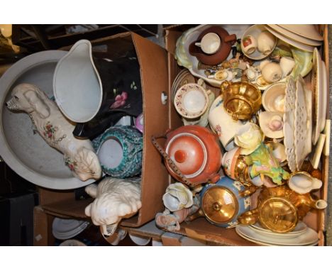 Ceramics - a Victorian wash jug and basin; Wade Whimsies; a Coalport miniature tea set; others, Continental figures, commemor