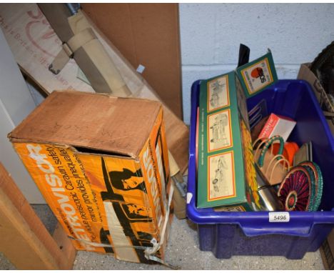 Camping - a vintage safari camp bed; another; griddle; etc part boxed, quantity 