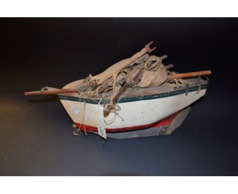 A Vintage French model boat, with lead keel