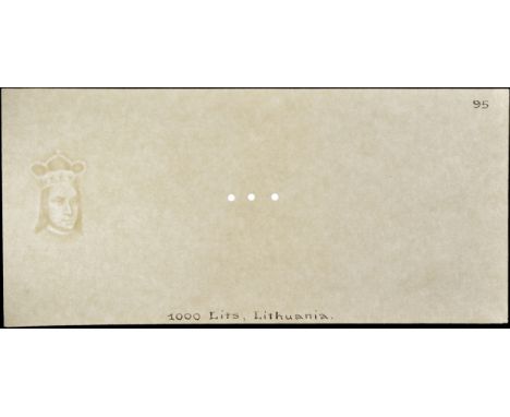 Lietuvos Bankas, watermarked paper for the Bradbury Wilkinson series issued in the 1920s, comprising every denomination, 5, 1