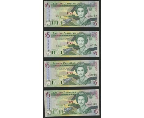 Eastern Caribbean Central Bank, $5, ND (1994), suffixes a,d,g,k,l,m,u,v, Venner signature, uncirculated (8 notes) BNB B215ad,