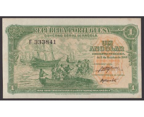 Republica Portuguesa, Angola, 1 Angolar, 6 October 1948, serial number F333841, a few small stains in margins, one light bend