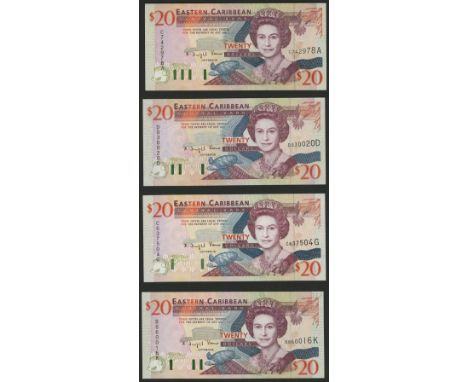 Eastern Caribbean Central Bank, $20, ND (1994), suffixes a, d, g, k, l, m, v, Venner signature, V suffix very fine, the remai