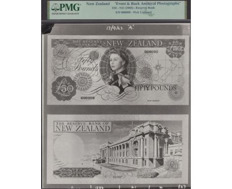 Reserve Bank of New Zealand, obverse and reverse Bradbury Wilkinson photographs showing designs for a £50, ND (c.1950s-60s), 