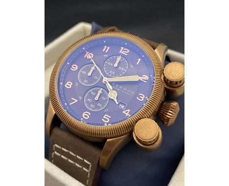 A boxed as new Pegoud Onduleur quartz chronograph wrist watch