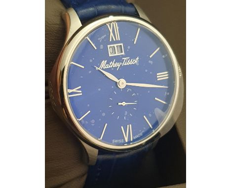 An as new Mathey-Tissot Edmond quartz men's wrist watch with leather deployment strap in presentation box