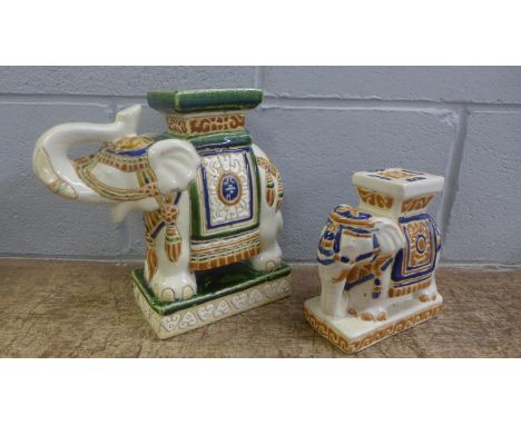 Two ceramic elephant stands 