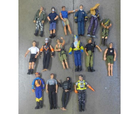 Action man and related figures, approximately 16 