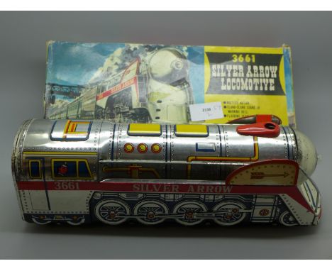 A Modern Toys 3661 Silver Arrow battery operated tin-plate locomotive 