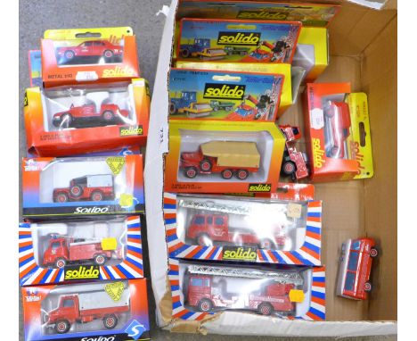 A collection of Solido model vehicles, all fire and rescue themed