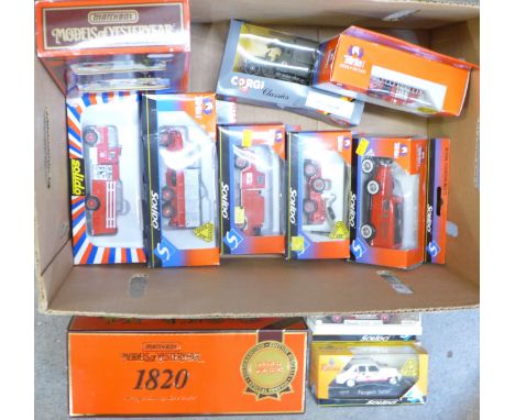A collection of Solido, Corgi and Matchbox model vehicles, mainly fire service vehicles