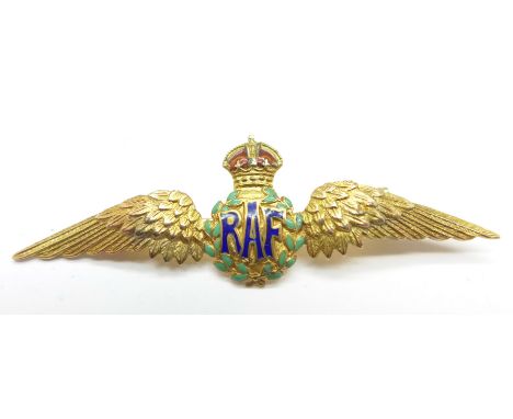 A 9ct gold and enamel RAF sweetheart brooch, 4.2g