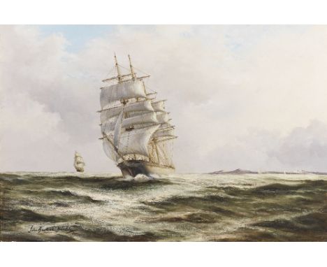 John Bentham-Dinsdale (British, 1927-2008)'Evening Light, the Clipper Ship Bounding Light' signed 'John Bentham-Dinsdale' (lo