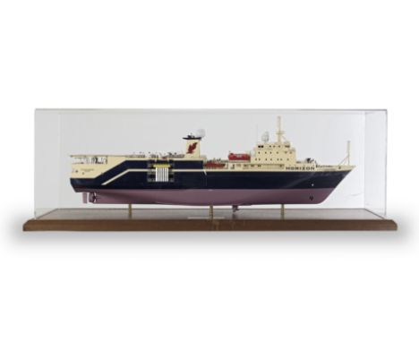 A Scale Model Of The Seismic Research Vessel 'Atlantic Horizon', English, late 20th century,the lilac and navy blue painted h