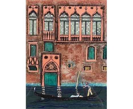 'Venice 1', a limited edition hand coloured etching by Jill Waldon. Signed and dated. H.54 W.43cm