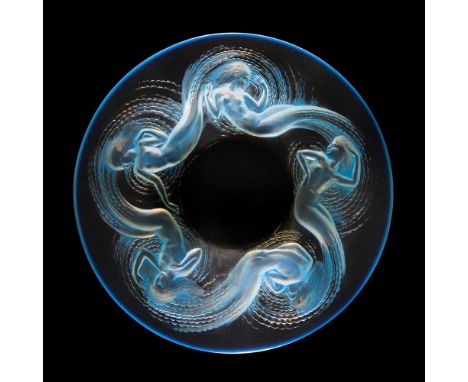 ‡ Lalique  CALYPSO SHALLOW BOWL executed Post-Waropalescent and blue stainedengraved Lalique France Dimensions:36.8cm (14 1/2