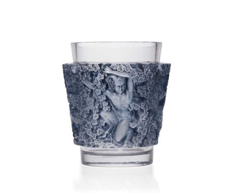 ‡ Lalique  BACCHUS VASE executed Post-Warclear, frosted and blue stainedstencilled R. LALIQUE FRANCE (R later)Dimensions:17.8