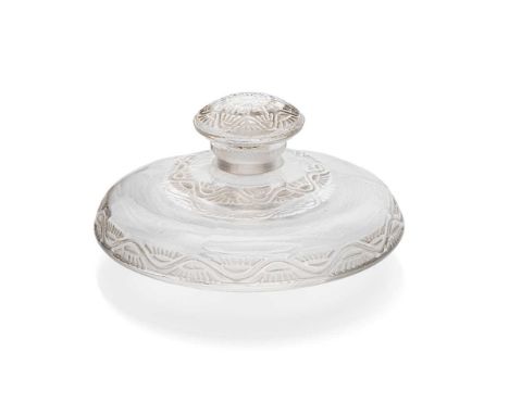 René Lalique (French 1860-1945) LENTILLES SCENT BOTTLE, NO. 485 designed 1912clear, frosted and grey stainedlater engraved R.