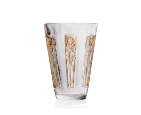 René Lalique (French 1860-1945) GOBELET SIX FIGURINES VASE, NO. 903 designed 1912clear, frosted and sepia stainedengraved R. 