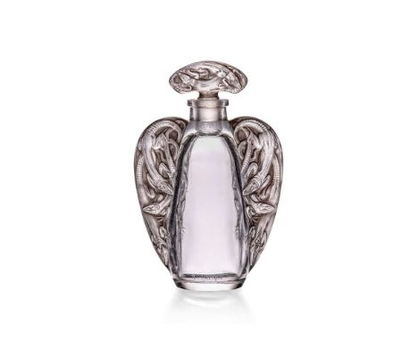 René Lalique (French 1860-1945) OREILLLES LÉZARDS SCENT BOTTLE, NO. 479 designed 1911clear, frosted and grey stainedengraved 