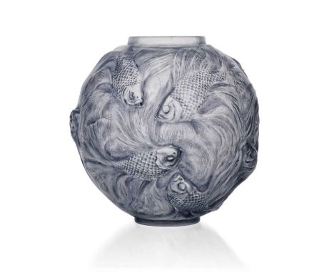 ‡ René Lalique (French 1860-1945) FORMOSE VASE, NO. 934 designed 1924clear, frosted and blue stainedengraved LaliqueDimension