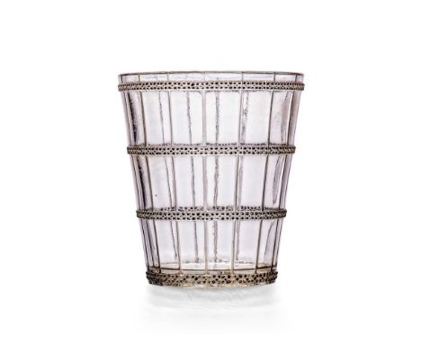 René Lalique (French 1860-1945) MORGAN VASE, NO. 969 designed 1926clear, frosted and black enamelledwheel-engraved R. LALIQUE