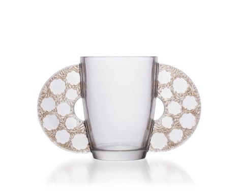 ‡ René Lalique (French 1860-1945) CAUDEBEC VASE, NO. 1020 designed 1929clear, frosted and sepia stainedwheel-engraved R. LALI