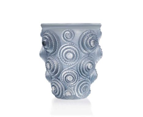 ‡ René Lalique (French 1860-1945) SPIRALES VASE, NO. 1060 designed 1930clear, frosted and blue stainedstencilled R. LALIQUE F