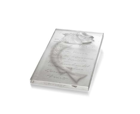 ‡ René Lalique (French 1860-1945) POISSON MENU, NO. 3477 designed 1931clear and frostedengraved R. Lalique France, wheel-engr