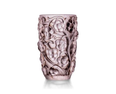 René Lalique (French 1860-1945) RAISINS VASE, NO. 1032 designed 1928clear, frosted with traces of sepia stainingwheel-engrave