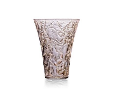 René Lalique (French 1860-1945) SENART VASE, NO. 1098 designed 1934clear, frosted with a hint of sepia stainingstencilled R. 