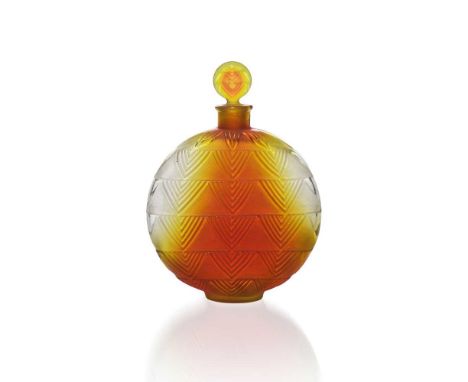‡ René Lalique (French 1860-1945) VERS LE JOUR SCENT BOTTLE, WORTH - 6 designed 1926ambermoulded R. LALIQUE FRANCE, WORTHDime