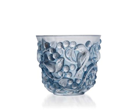 ‡ René Lalique (French 1860-1945) AVALLON VASE, NO. 986 designed 1927clear, frosted and blue stainedstencilled R. LALIQUE, en