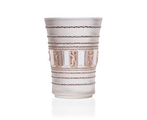 René Lalique (French 1860-1945) FLORENCE VASE, NO. 10-907 designed 1937clear, frosted and sepia stained and brown enamelledst