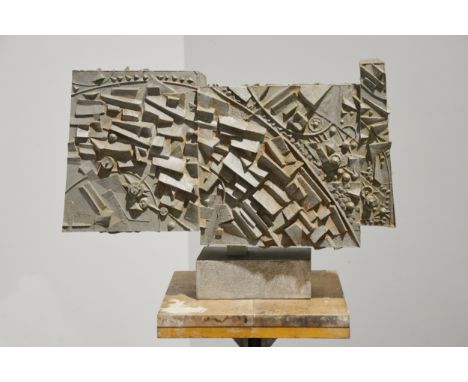 Mary Milner Dickens, City, a modern sculpture, 1970, signed and titled to label underside, aluminium and polyester, width 63c
