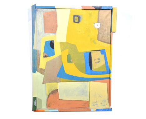 Mary Milner Dickens, Patchwork figure, circa 1960, acrylic on canvas, integral framed elements, 115cm x 90cm.Read more on Mar