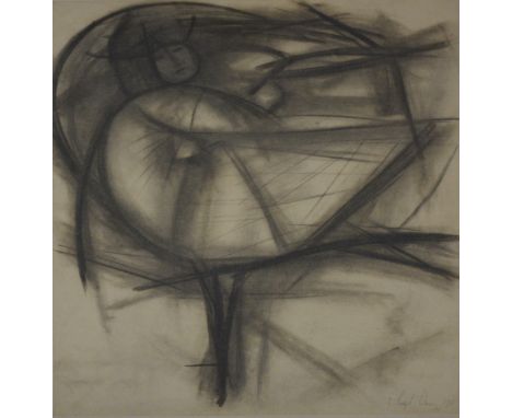 Mary Milner [Dickens], Figural study, 1961, signed and dated in pencil, chalk on paper, 54.5 x 43cm.Read more on Mary Milner 