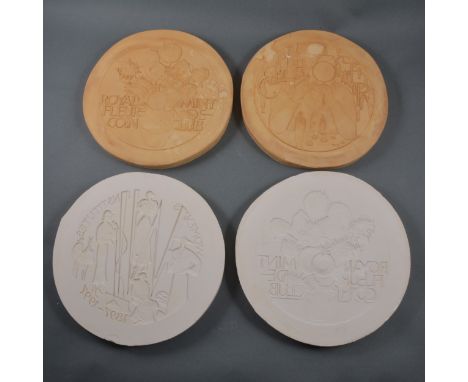 Mary Milner Dickens - a quantity of plaster and rubber coin/ medal dies, including her designs for the Royal Mint's Fleur-de-