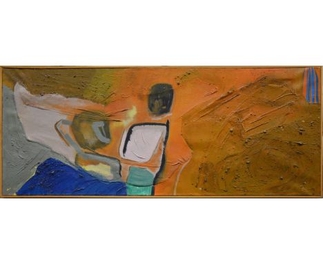Mary Milner Dickens, Formation, Spring 1965, titled on stretcher in pencil, acrylic on canvas, 43 x 104cm.Read more on Mary M