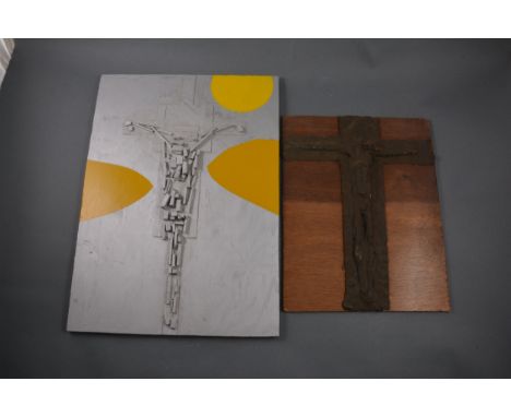 Mary Milner Dickens, six abstract crucifixes, mixed media, the largest 56cm.Read more on Mary Milner Dickens, Prix de Rome, M